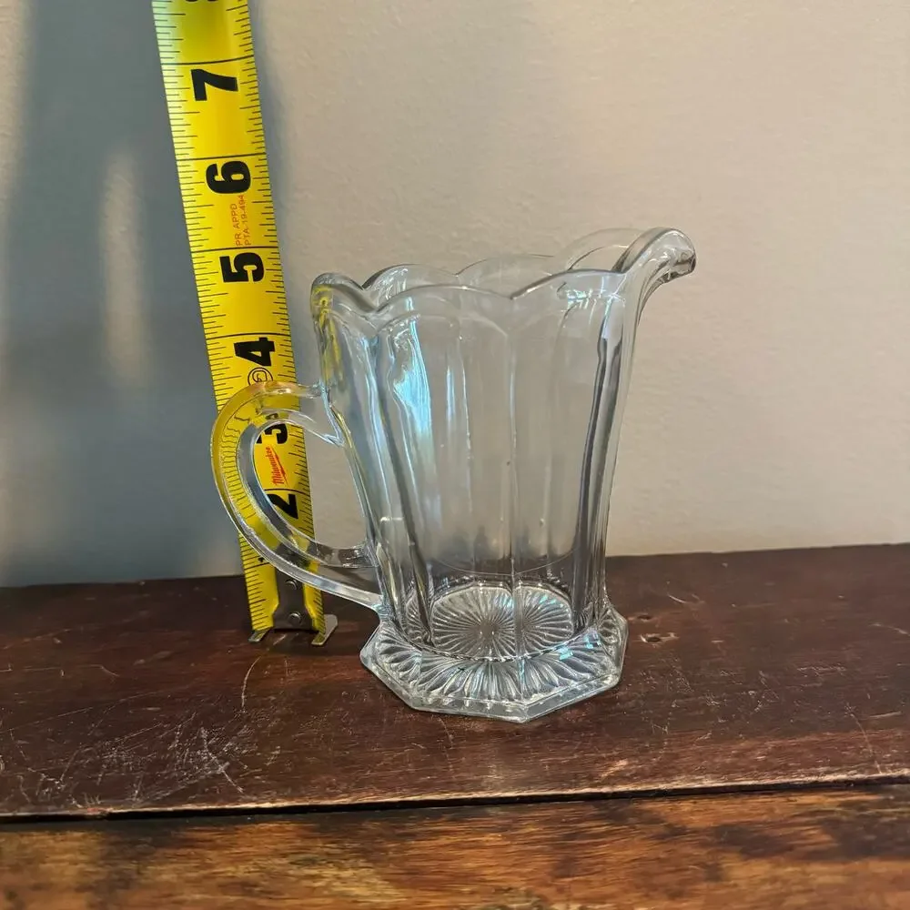 Bryce Vintage Pressed Glass faceted‎ Paneled small pitcher creamer & handle